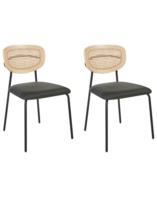 Esszimmerstuhl 2er Set MAYETTA Rattan Dunkelgrün