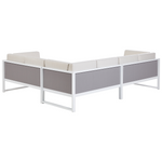 Garten Ecksofa mit Tisch 6-Sitzer CASTELLA linksseitig Metall Cremeweiss