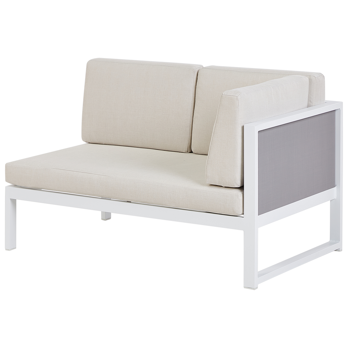 Garten Ecksofa mit Tisch 6-Sitzer CASTELLA linksseitig Metall Cremeweiss