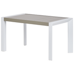 Garten Ecksofa mit Tisch 6-Sitzer CASTELLA linksseitig Metall Cremeweiss