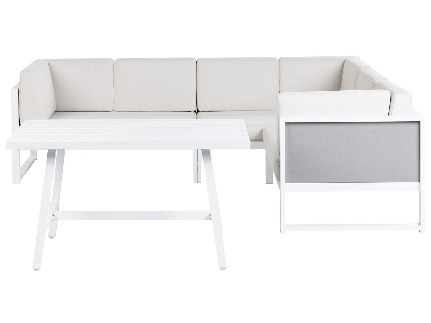 Garten Ecksofa mit Tisch 6-Sitzer CASTELLA/FRATTE linksseitig Metall Cremeweiss