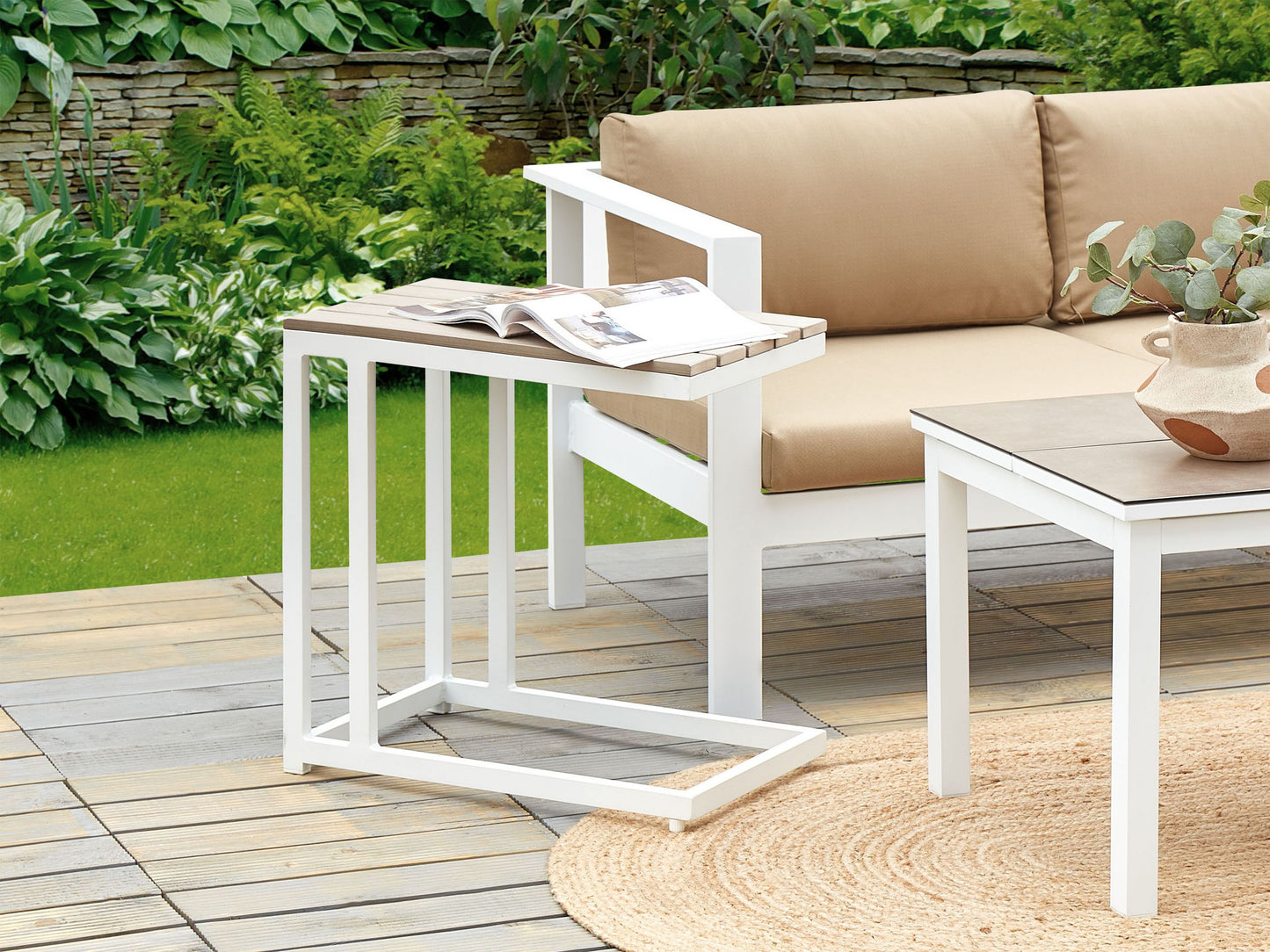 Outdoor Beistelltisch MESSINA 60 cm 35 cm Weiss