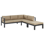 Garten Ecksofa mit Tisch 5-Sitzer MESSINA linksseitig Metall Sandbeige