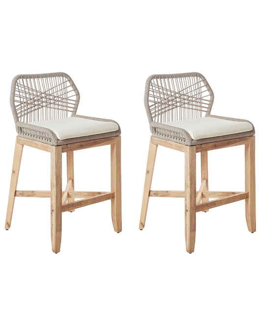 Garten-Barhocker 2er Set TALAMONE Akazienholz Beige