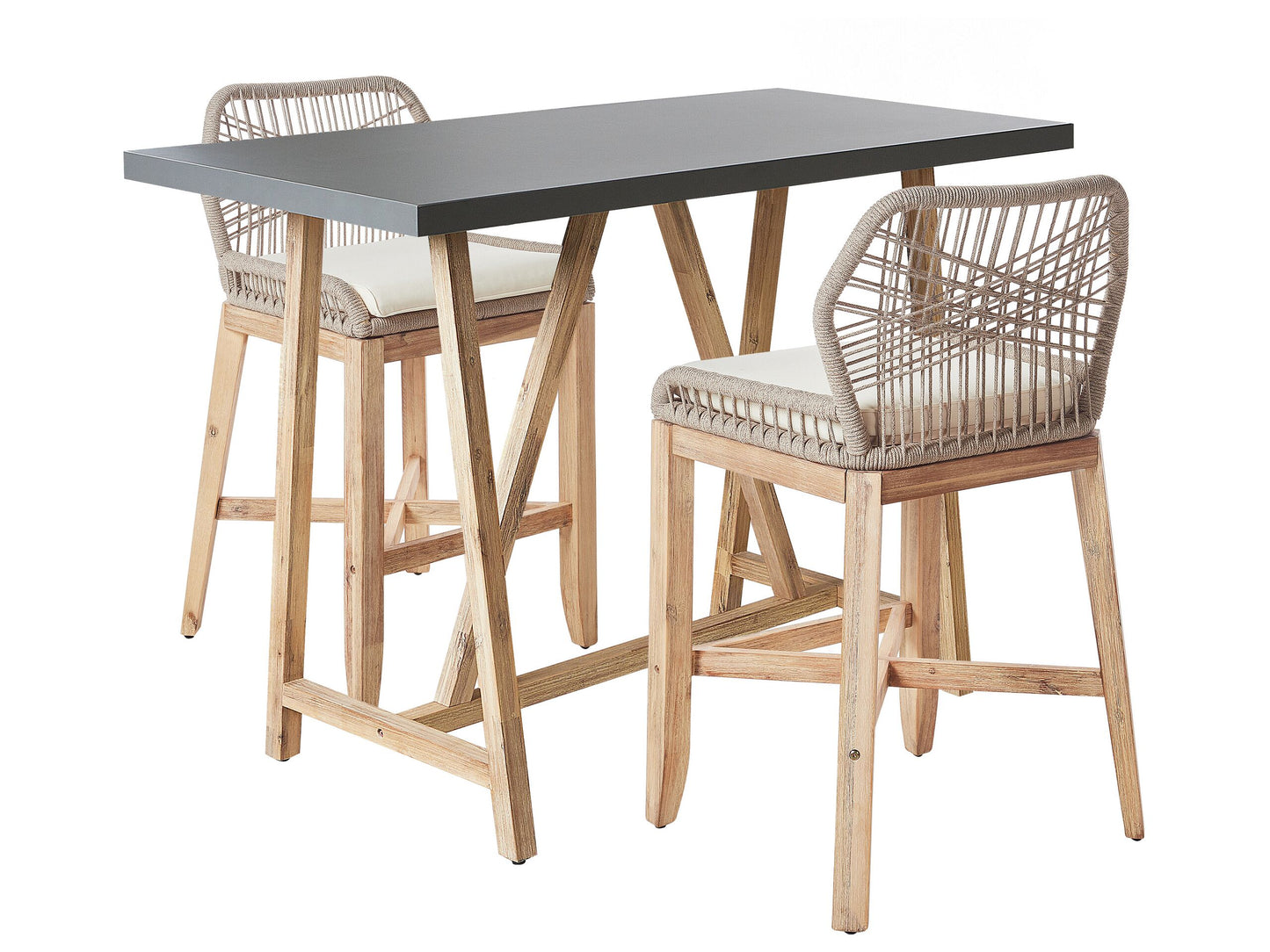 Bistro Set inkl. Kissen TALAMONE Akazienholz Grau