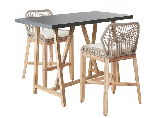Bistro Set inkl. Kissen TALAMONE Akazienholz Grau