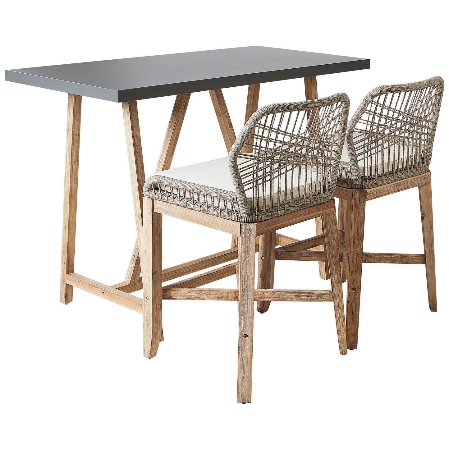 Bistro Set inkl. Kissen TALAMONE Akazienholz Grau