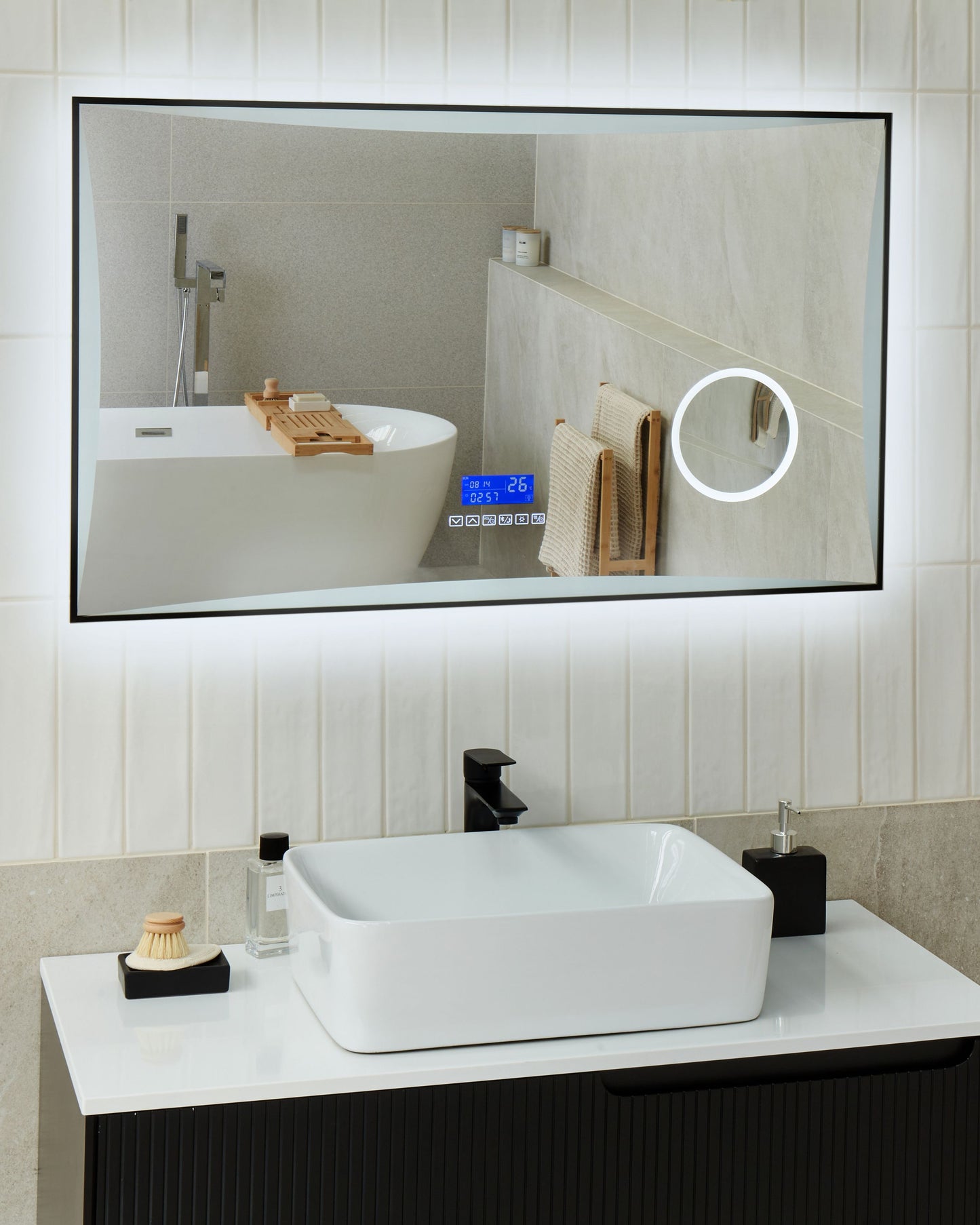 LED-Badezimmer-Spiegel ONLAY 100 cm 60 cm Silber