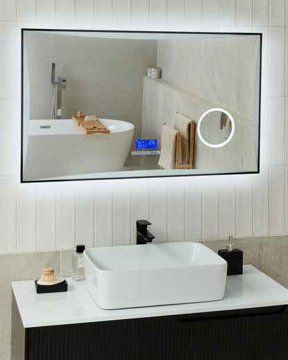 LED-Badezimmer-Spiegel ONLAY 100 cm 60 cm Silber