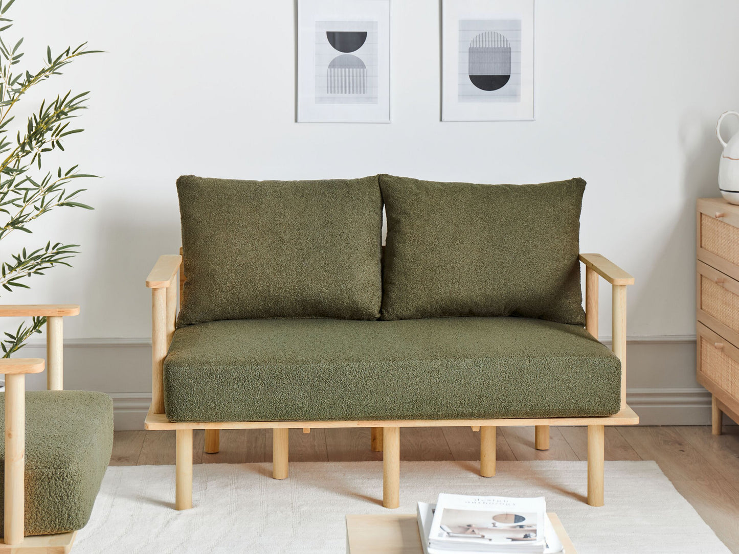 2-Sitzer Sofa Bouclé Stoff Dunkelgrün ASKER