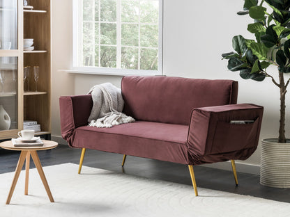 2-Sitzer Schlafsofa Samtstoff rosa SAARELA