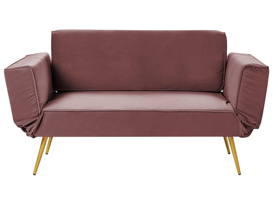 2-Sitzer Schlafsofa Samtstoff rosa SAARELA