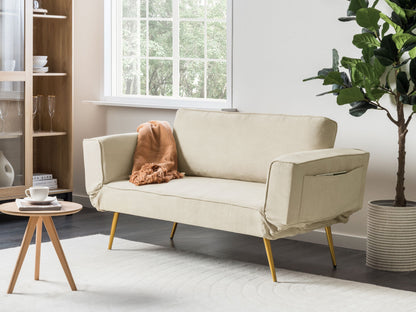 2-Sitzer Schlafsofa Stoff beige SAARELA