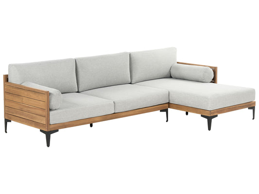 Garten Ecksofa 4-Sitzer CAVEZZO linksseitig zertifiziertes Akazienholz Grau