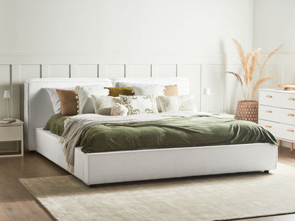 Bett mit Lattenrost Bouclé LINARDS 180 x 200 cm Weiss