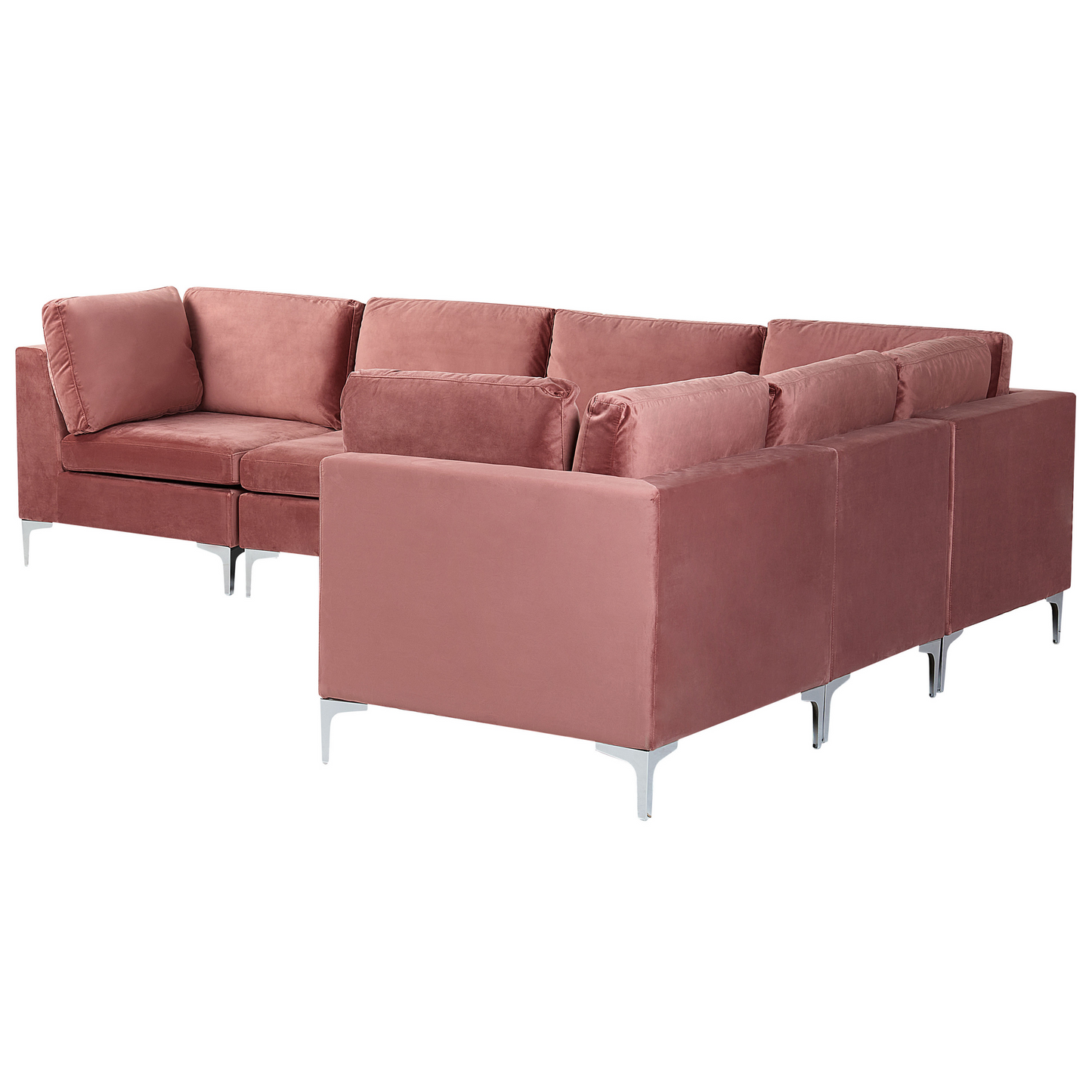 6-Sitzer Ecksofa Samtstoff rosa linksseitig EVJA