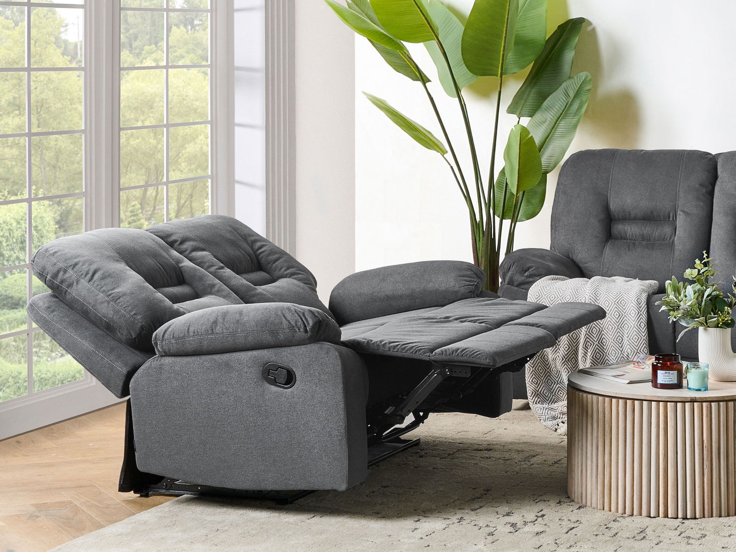 2-Sitzer Sofa dunkelgrau manuell verstellbar BERGEN II