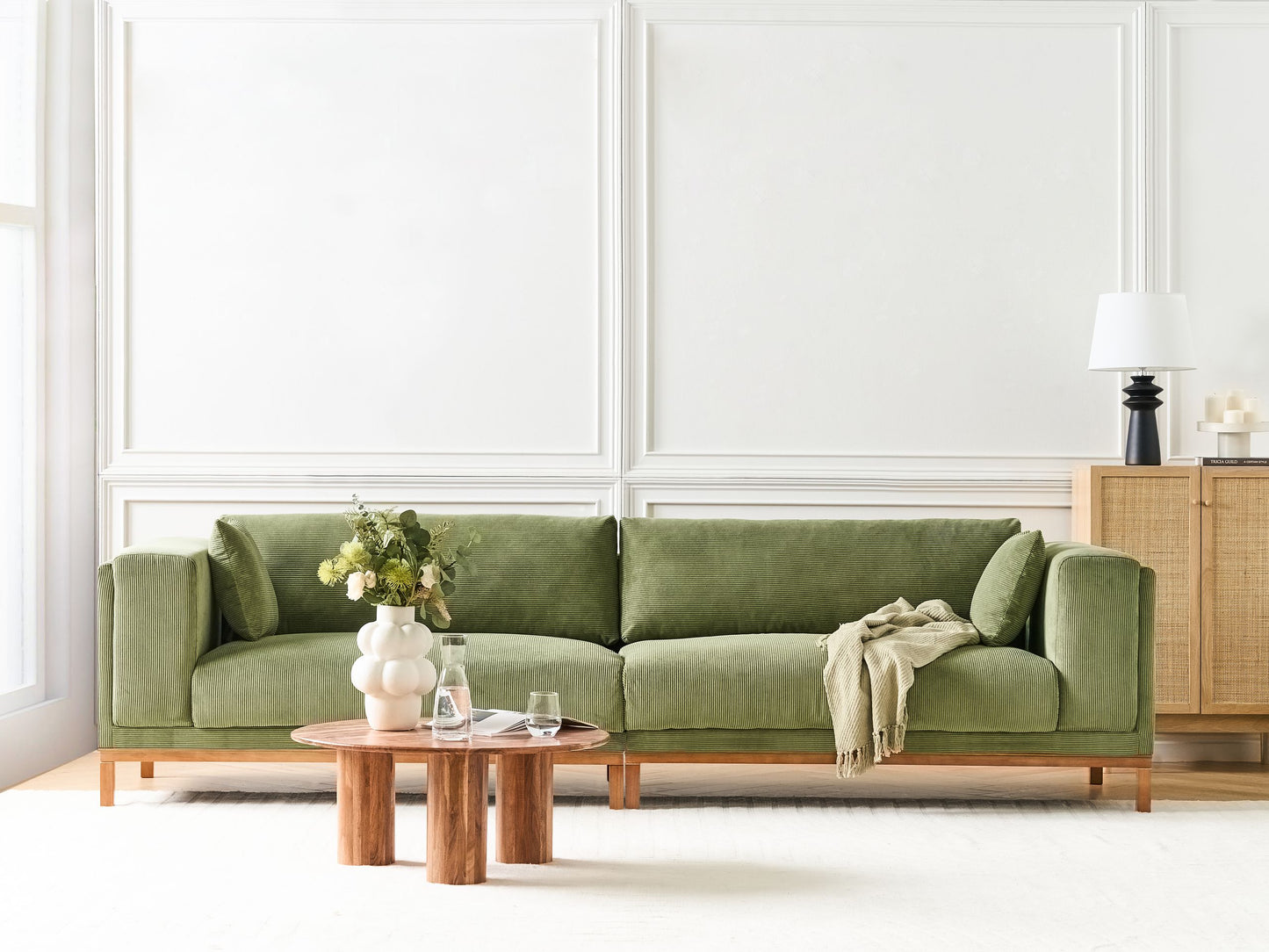 4-Sitzer Sofa Cord grün VENG