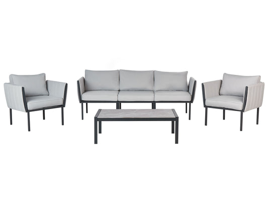 Lounge Set mit Tisch 5-Sitzer SKALA Metall Hellgrau