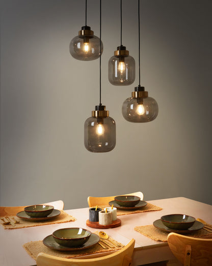 Hängelampe ZAYANDE Glas Hellgrau