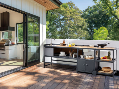 Outdoor-Küche mit Spüle ORTISEI Metall Hellbraun