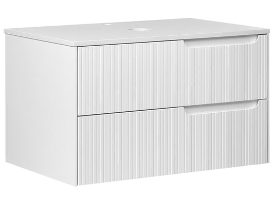 Wandmontierter Waschtischunterschrank QUINTELA 80 cm 52 cm 48 cm Weiss