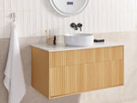 Wandmontierter Waschtischunterschrank BEXTI 100 cm 52 cm 50 cm Hellbraun