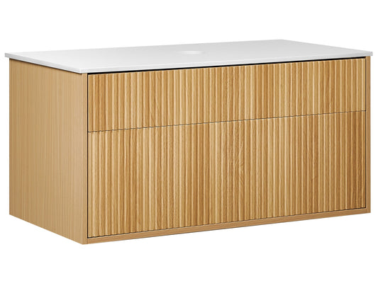 Wandmontierter Waschtischunterschrank BEXTI 100 cm 52 cm 50 cm Hellbraun