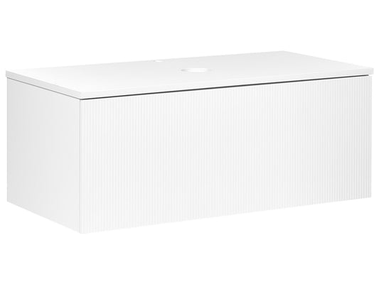 Wandmontierter Waschtischunterschrank ALZIRA 100 cm 52 cm 40 cm Weiss
