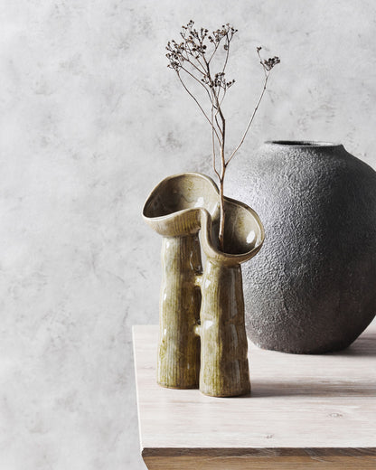 Blumenvase WATERPOPPY Steinzeug 28 cm Grün