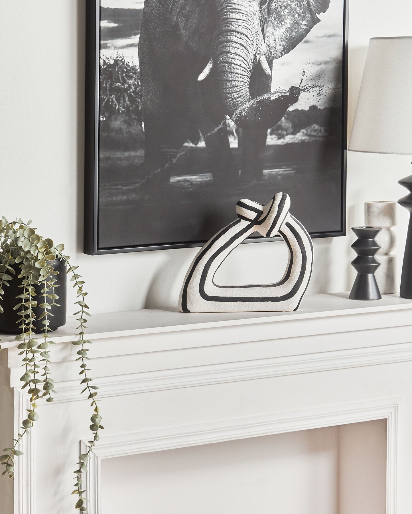 Dekofigur ZANDER Steinzeug Schwarz / Weiss