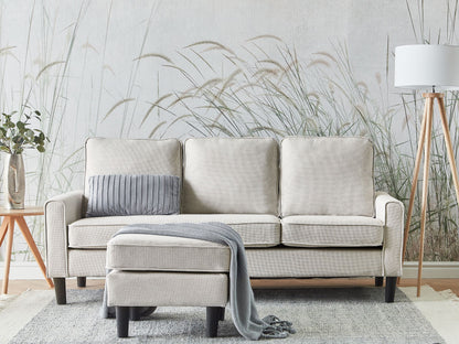 3-Sitzer Sofa cremeweiss mit Ottomane AVESTA