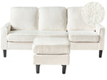 3-Sitzer Sofa Bouclé weiss mit Ottomane AVESTA