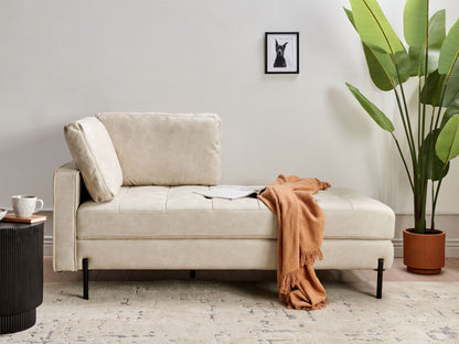 Chaiselounge Kunstleder hellbeige linksseitig REBAIS