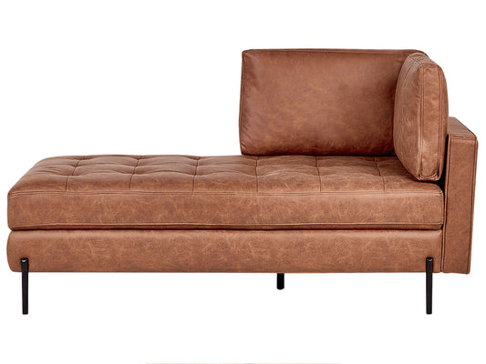 Chaiselounge Kunstleder goldbraun rechtsseitig REBAIS