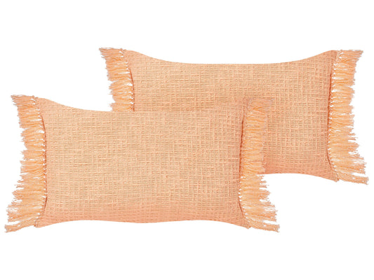 Kissen 2er Set TANSY Baumwolle 40 x 60 cm Kein Muster Orange