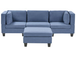 3-Sitzer Sofa Leinenoptik blau mit Ottomane UNSTAD