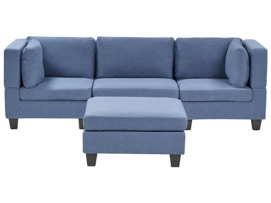 3-Sitzer Sofa Leinenoptik blau mit Ottomane UNSTAD