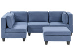 4-Sitzer Ecksofa Leinenoptik blau rechtsseitig mit Ottomane UNSTAD