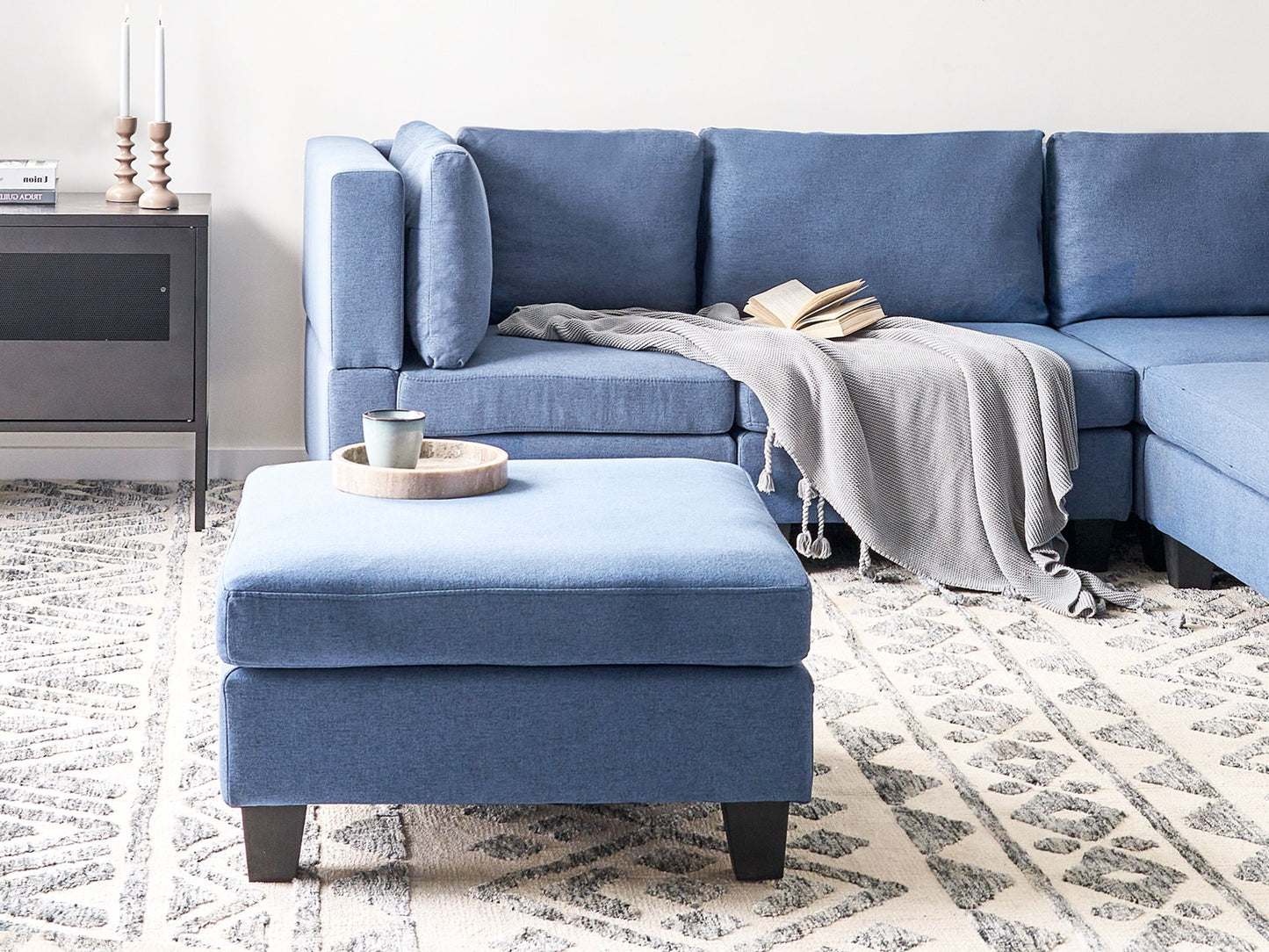 Ottomane UNSTAD Stoff Blau