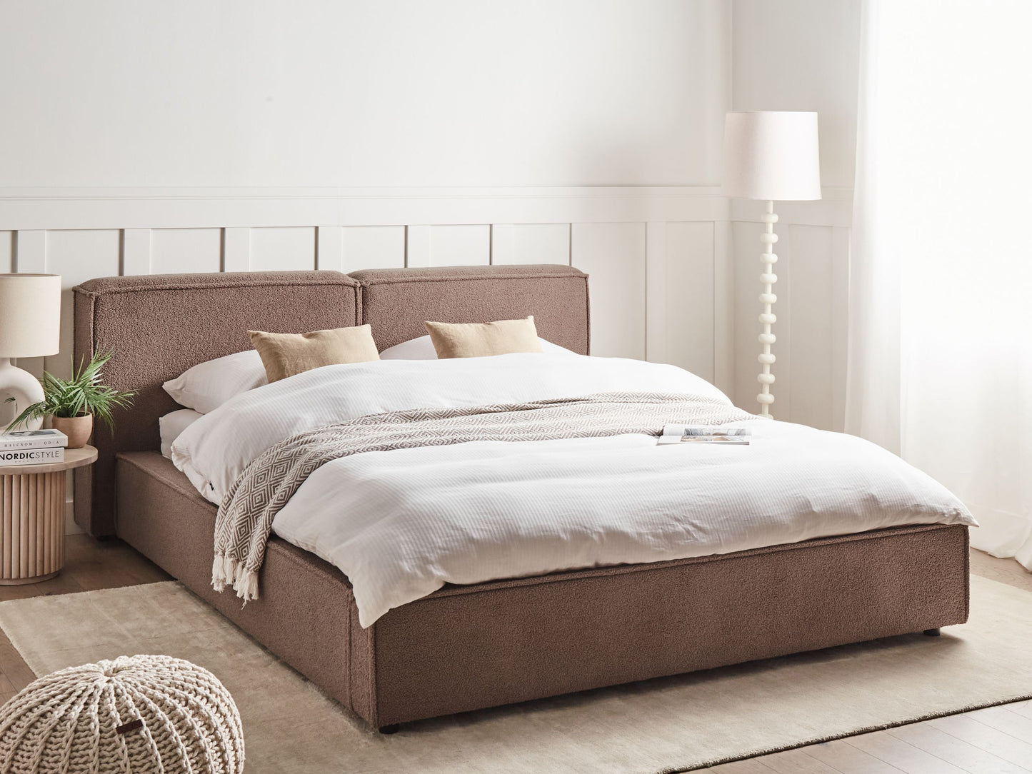 Bett mit Lattenrost Bouclé LINARDS 180 x 200 cm Braun