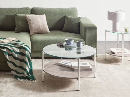 Couchtisch Glas / Metall heller Holzfarbton / silber LOVELL