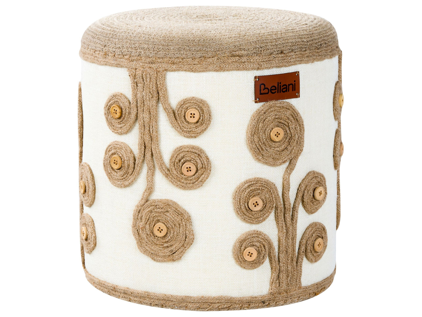 Pouf Jute weiss / beige ⌀ 40 cm DIMAN