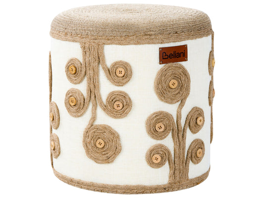 Pouf Jute weiss / beige ⌀ 40 cm DIMAN