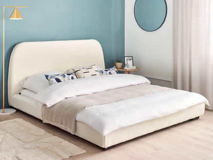 Bett mit Lattenrost Bouclé ROISEL 160 x 200 cm Creme