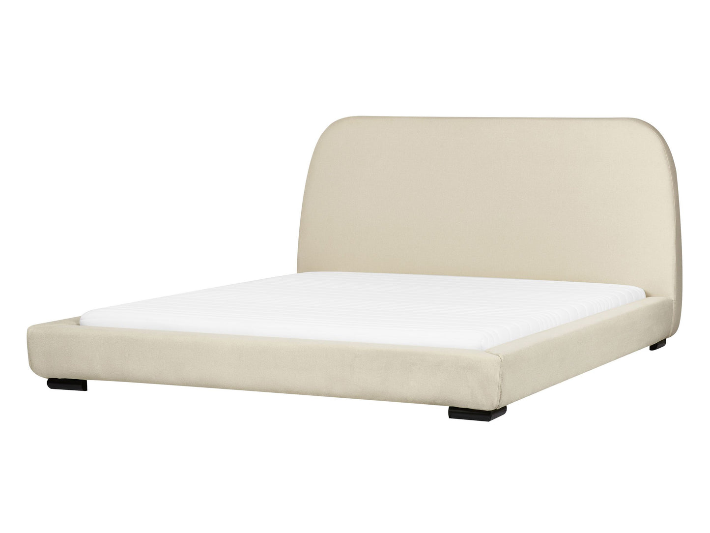 Bett mit Lattenrost Stoff ROISEL 160 x 200 cm Creme