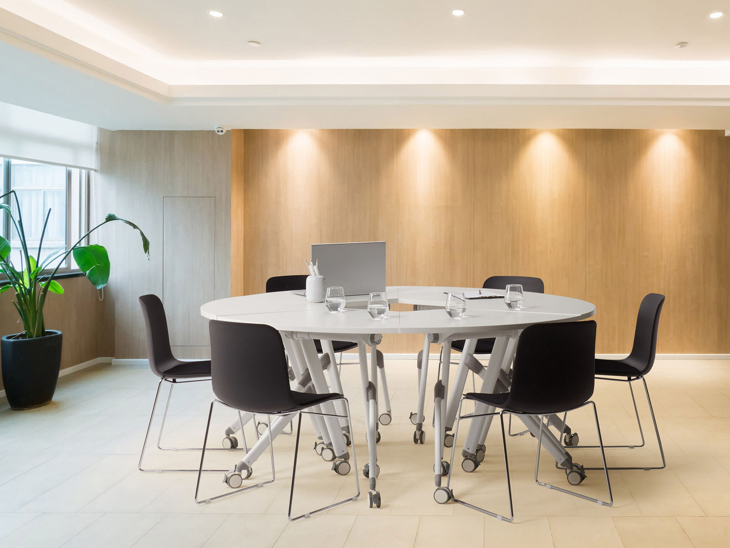 Schreibtisch weiss 90 x 64 cm klappbar mit Rollen BENDI