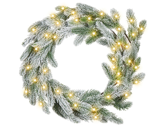 Dekokranz grün mit LED-Beleuchtung Schnee bedeckt ⌀ 45 cm ALBINI