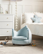 Kindersessel Samtstoff hellblau Kronenform VEGA