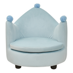 Kindersessel Samtstoff hellblau Kronenform VEGA